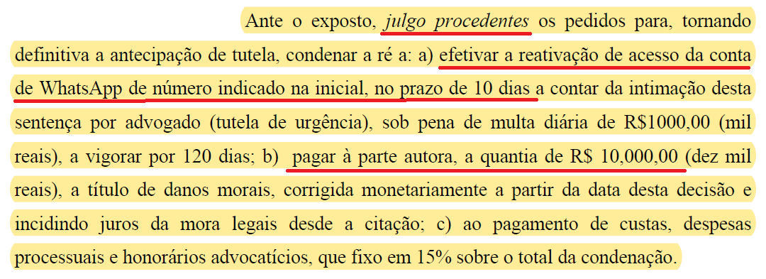 Sentença procedente — R$ 10.000 de indenização